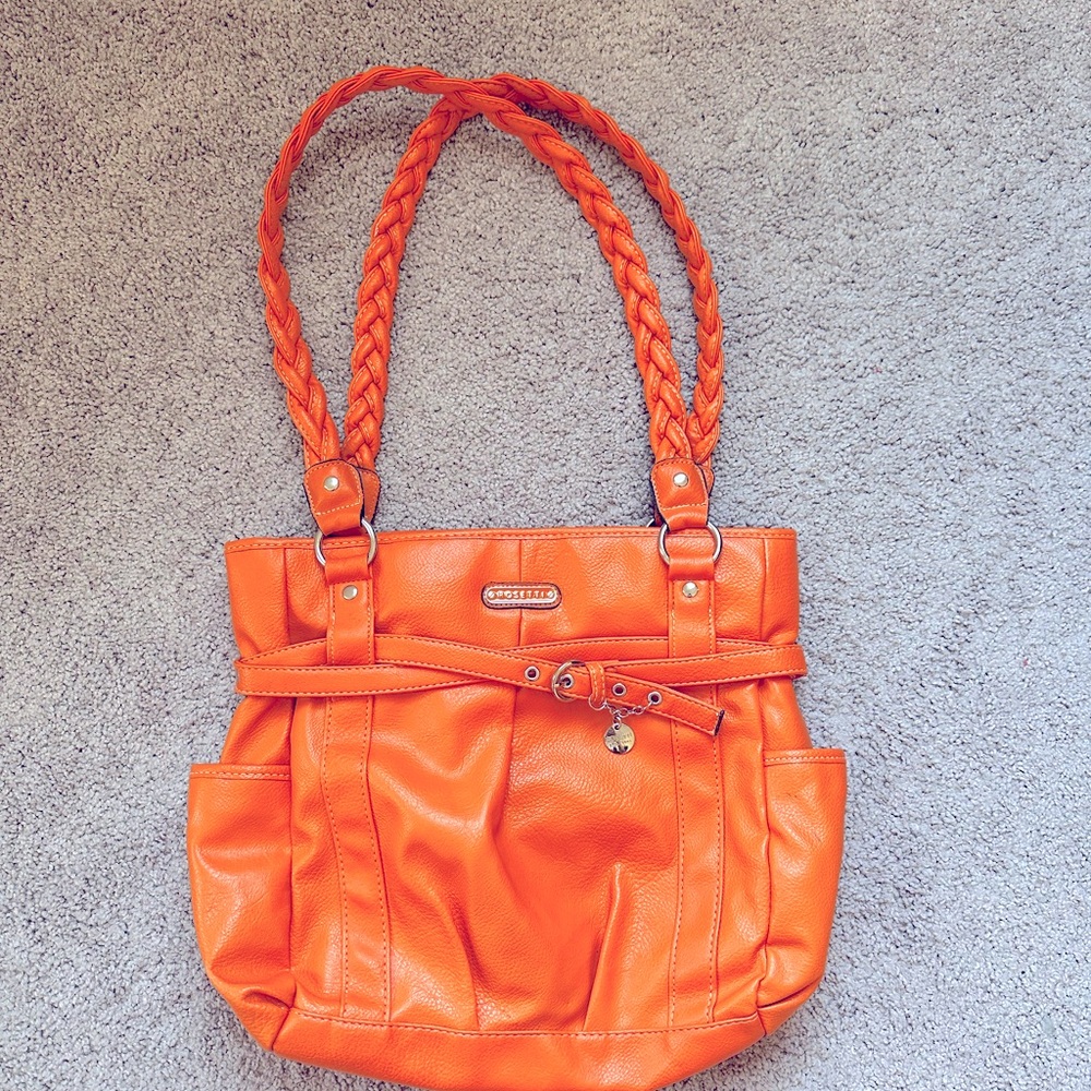 Rosetti Large Soft Faux Leather Shoulder Hand Bag Purse Orange